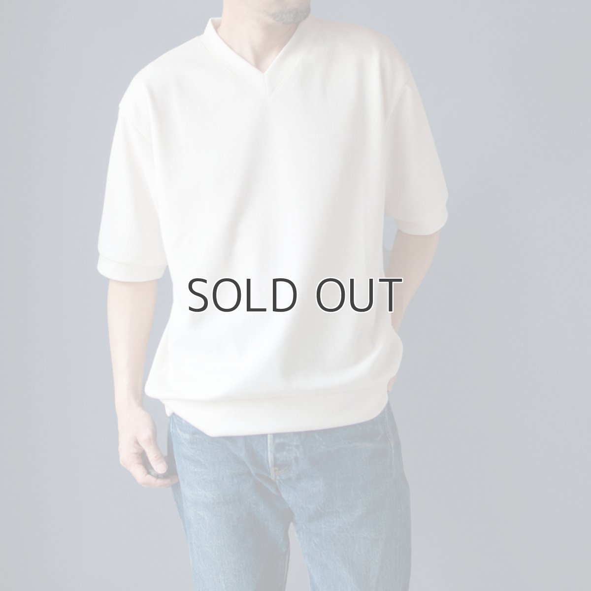 画像1: BOUCLE KNIT SS TEE｜OFFWHITE (1)