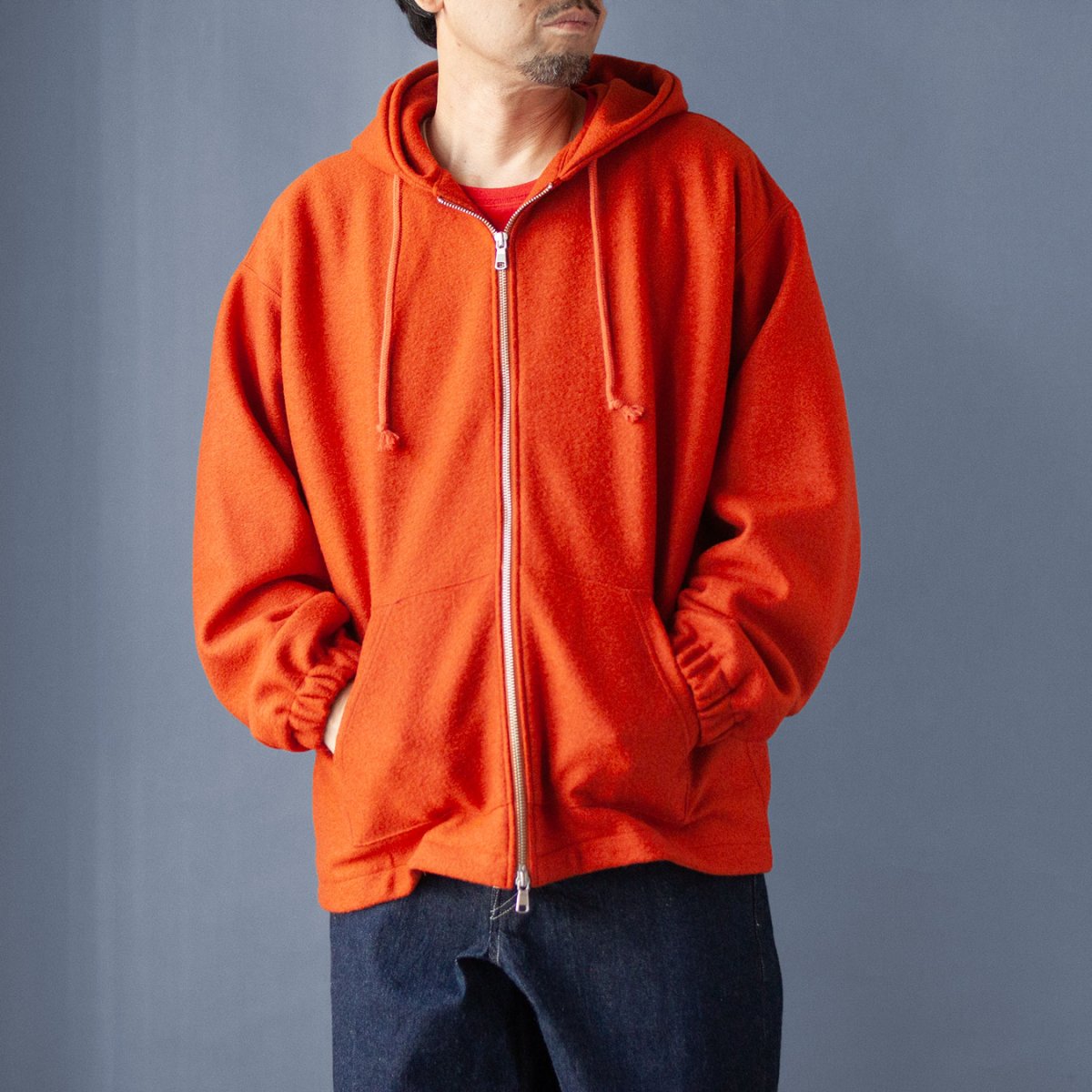 画像3: WOOL BOUCLE FULLZIP PARKA｜DARK ORANGE (3)