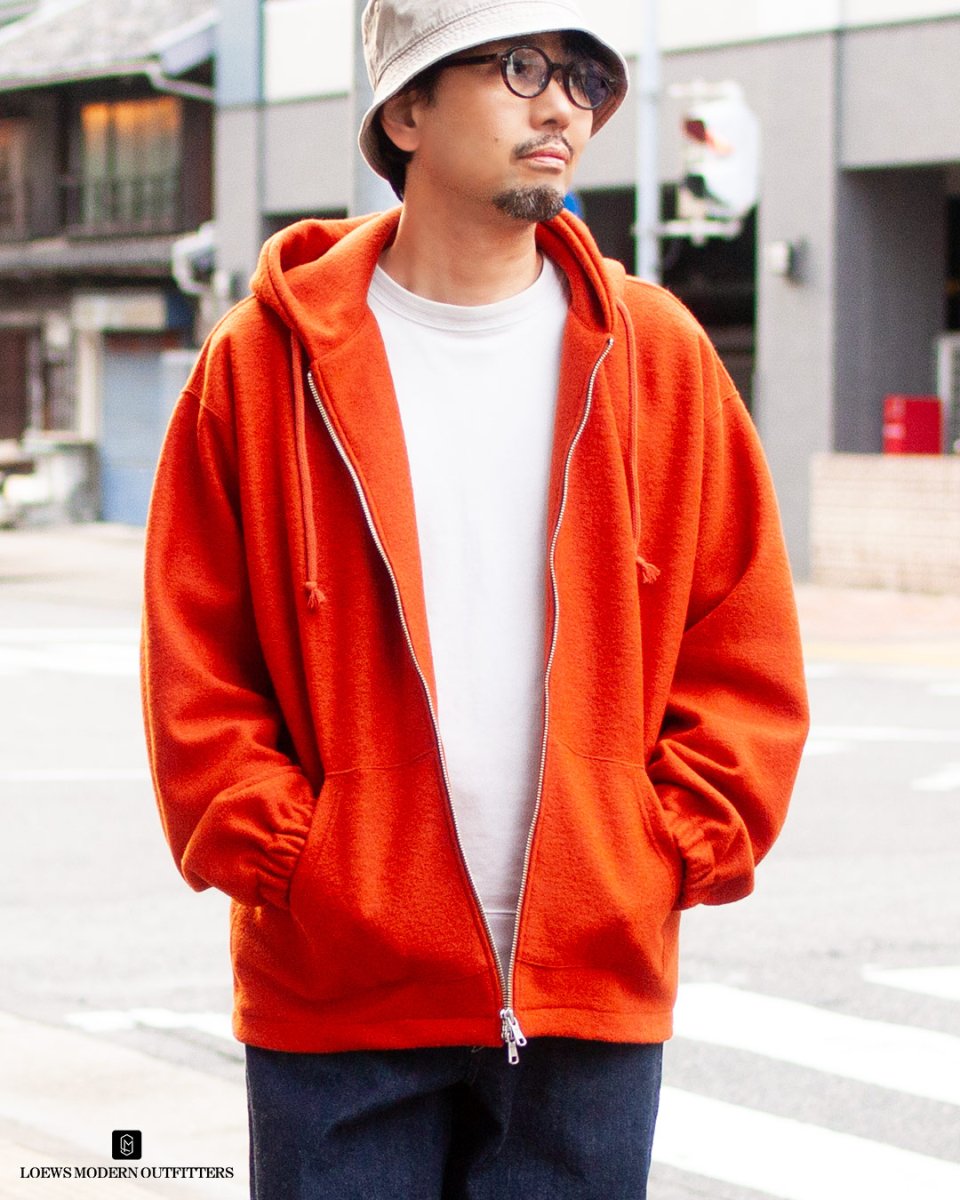 画像1: WOOL BOUCLE FULLZIP PARKA｜DARK ORANGE (1)