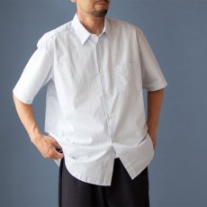 画像1: POPLIN STRIPE LOOSE FIT R/C SHIRTS｜MINT (1)