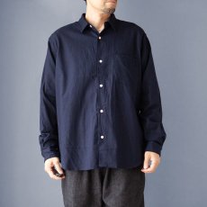 画像1: 【1/3~1/8限定20%OFF】SILK NEP OVERSIZE R/C SHIRTS｜ネイビー (1)