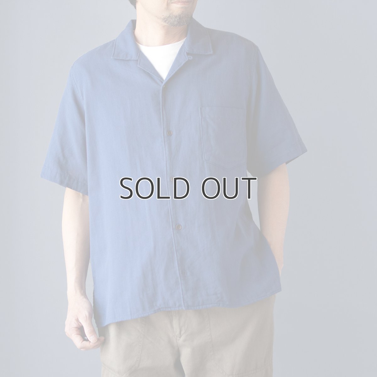 画像1: ORGANIC W-GUAZE OPEN COLLAR S/S SHIRTS｜BLUE (1)