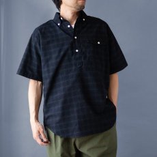 画像2: OX CHECK PULL OVER S/S B.D. SHIRTS｜NAVYxGREEN (2)