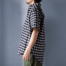 画像3: OX CHECK PULL OVER S/S B.D. SHIRTS｜NAVYxWHITE (3)