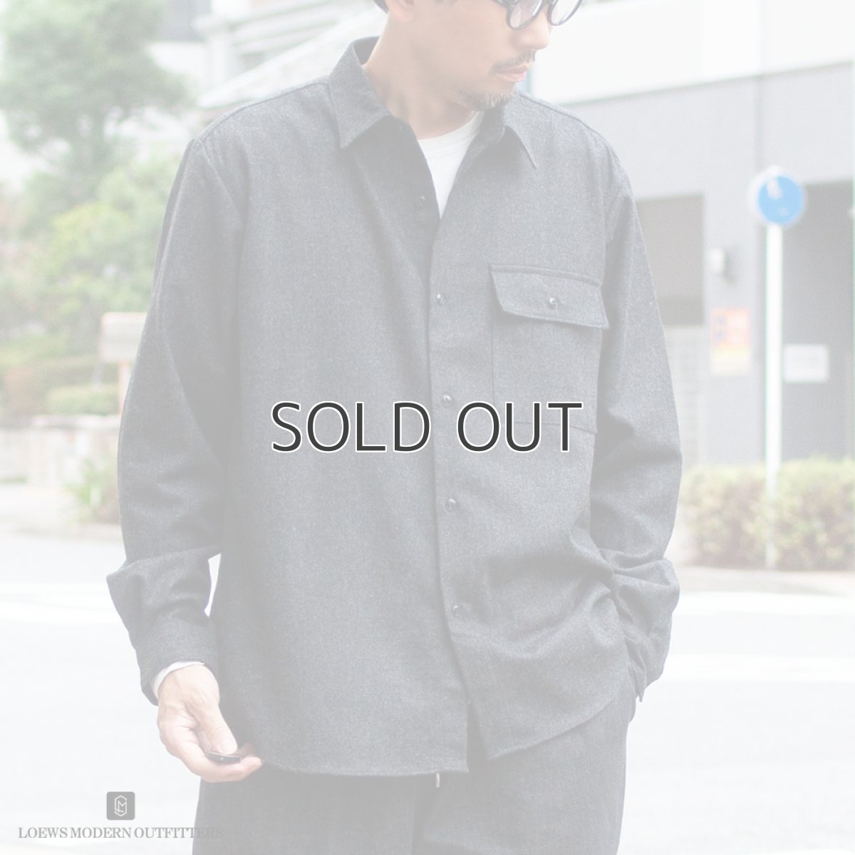 画像1: WOOL R/C SHIRTS|CCHARCOAL (1)