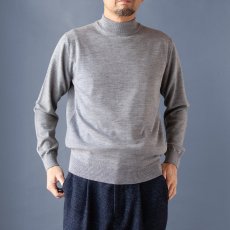 画像3: 12G LIGHT WEIGHT MERINO MOCK NECK｜LIGHT GREY (3)