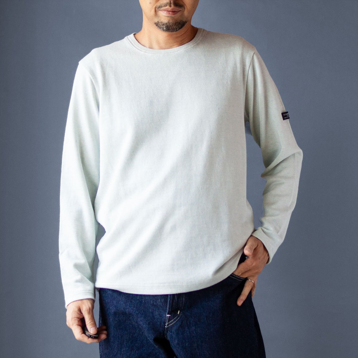 画像1: リネンウールモンスターオンス長袖Tシャツ｜ミスト (1)