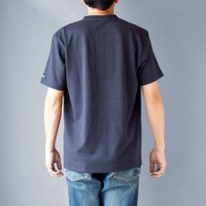 画像4: リネンコットンヘンリーネックTシャツ｜ネイビー (4)