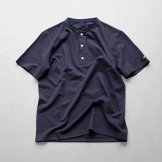 画像1: リネンコットンヘンリーネックTシャツ｜ネイビー (1)