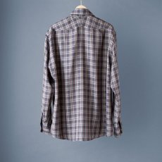 画像6: レーヨンポリエステルラウンドカラーチェックシャツ｜ネイビー (6)