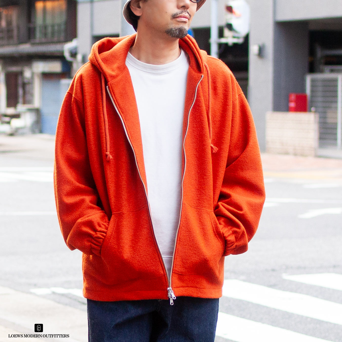 WOOL BOUCLE FULLZIP PARKA｜DARK ORANGE