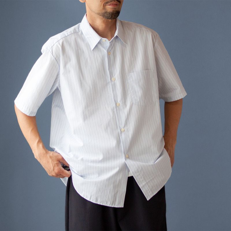 POPLIN STRIPE LOOSE FIT R/C SHIRTS｜MINT