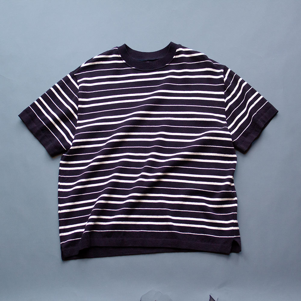 【SALE40%OFF】 LIGHT WAVE COTTON KNIT P/O｜NAVY