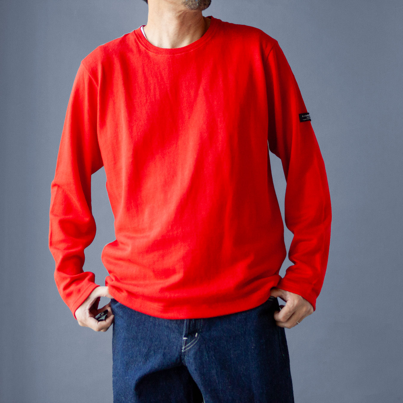 リネンウールモンスターオンス長袖Tシャツ｜レッド