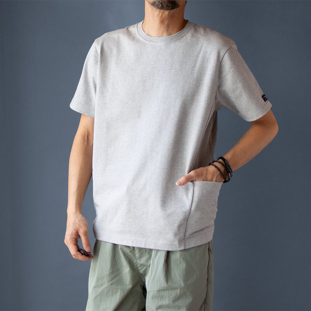 ペルー超長綿サイドポケットTシャツ｜グレー
