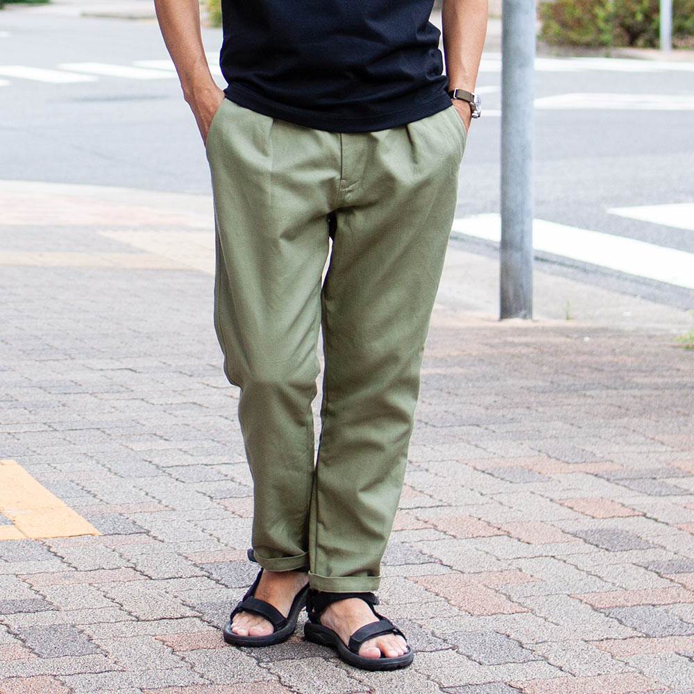 C/Lバックドビー１タックパンツ｜オリーブ